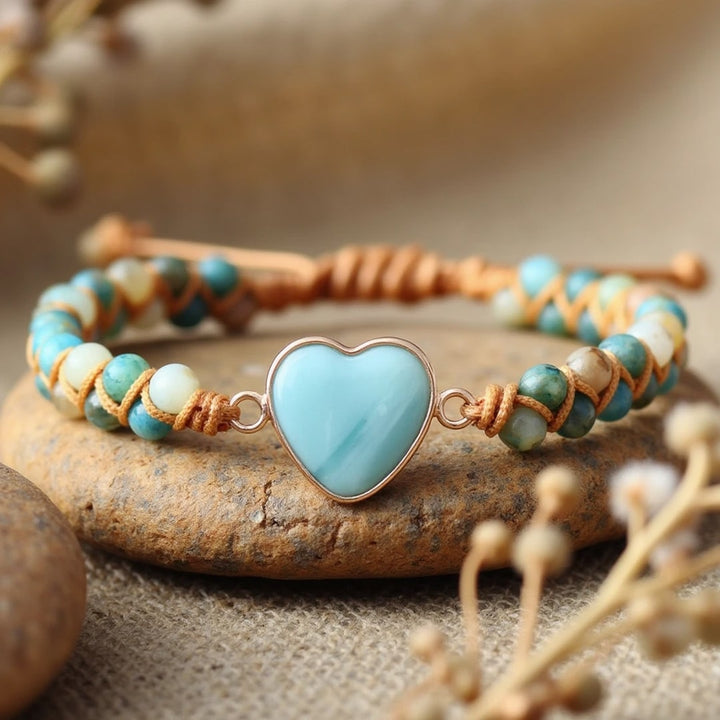 "Woven" Heart Bracelet in Amazonite