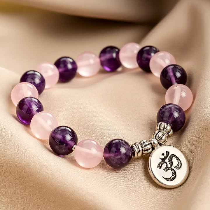 "Love & Spirituality" Bracelet in Amethyst & Rose Quartz