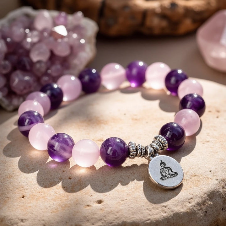 "Love & Spirituality" Bracelet in Amethyst & Rose Quartz