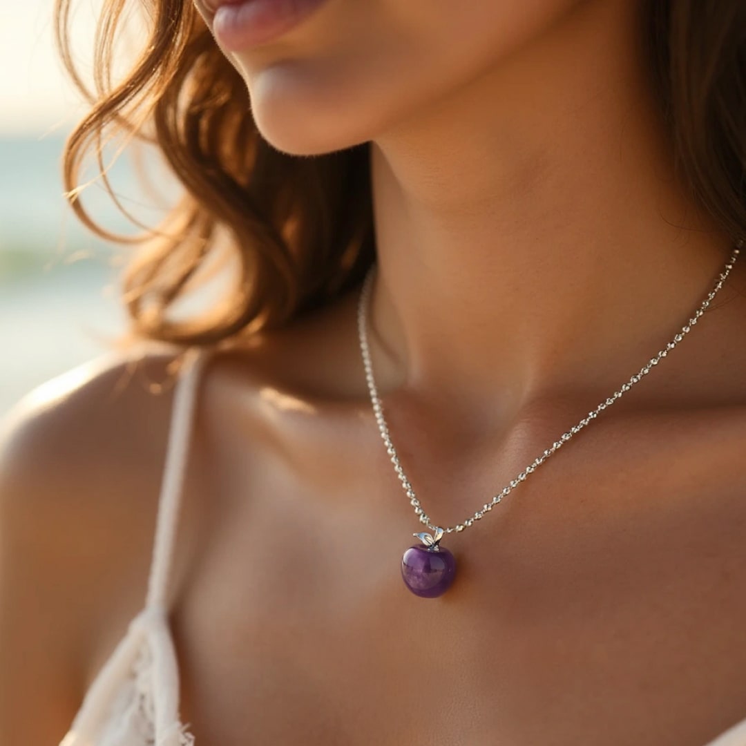 "Apple" Pendant in Natural Stone
