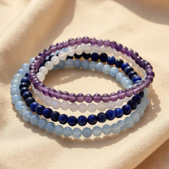 "Inner Balance" Set in Amethyst, Moonstone, Lapis Lazuli & Aquamarine