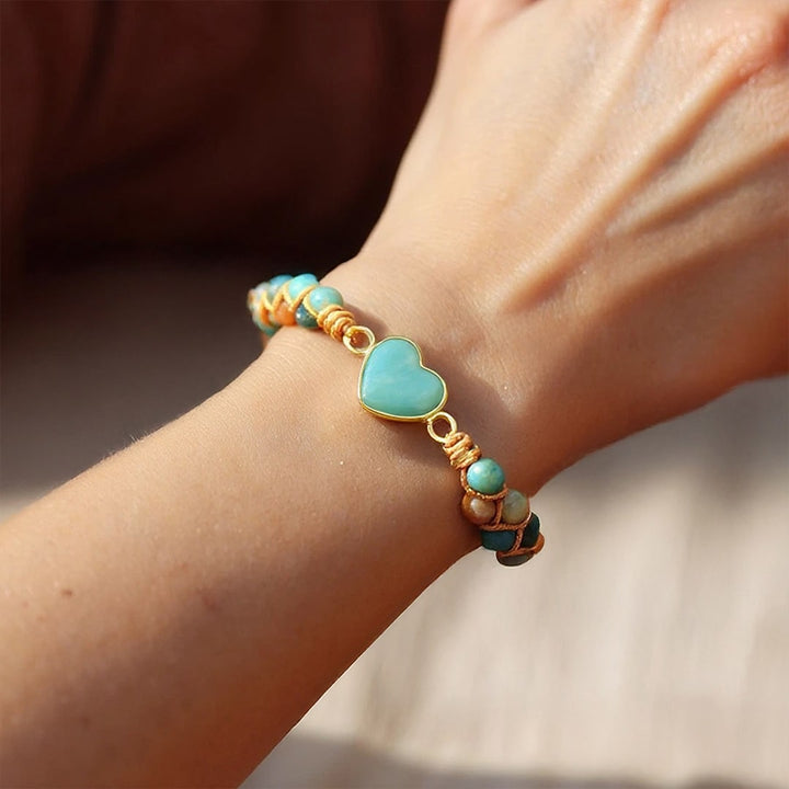 "Woven" Heart Bracelet in Amazonite