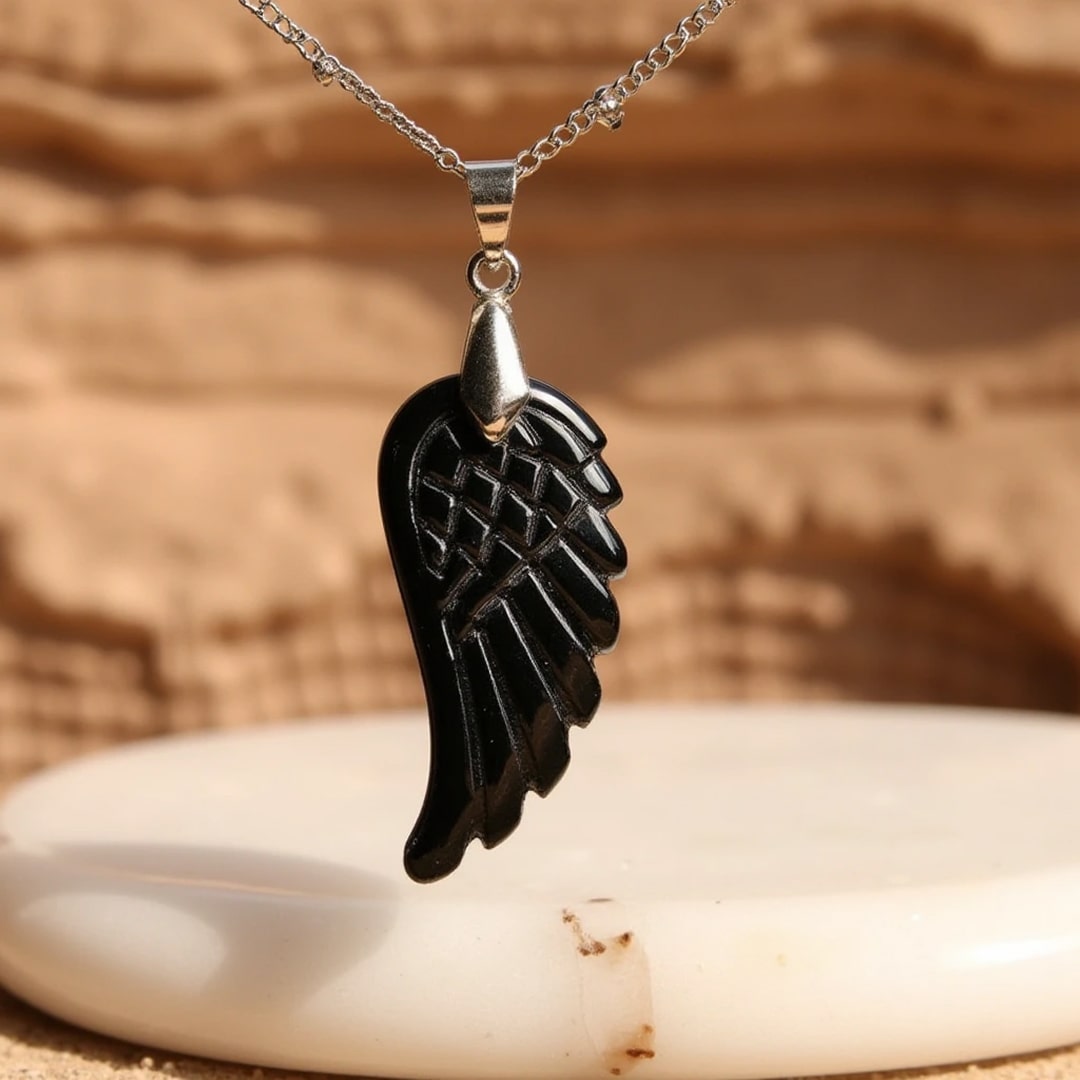 "Angel Wing" Pendant in Natural Stone