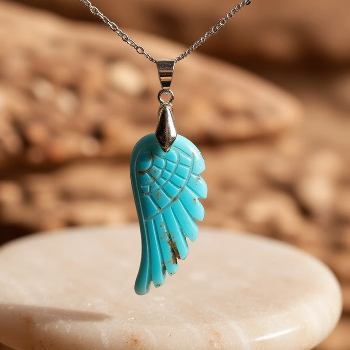 "Angel Wing" Pendant in Natural Stone