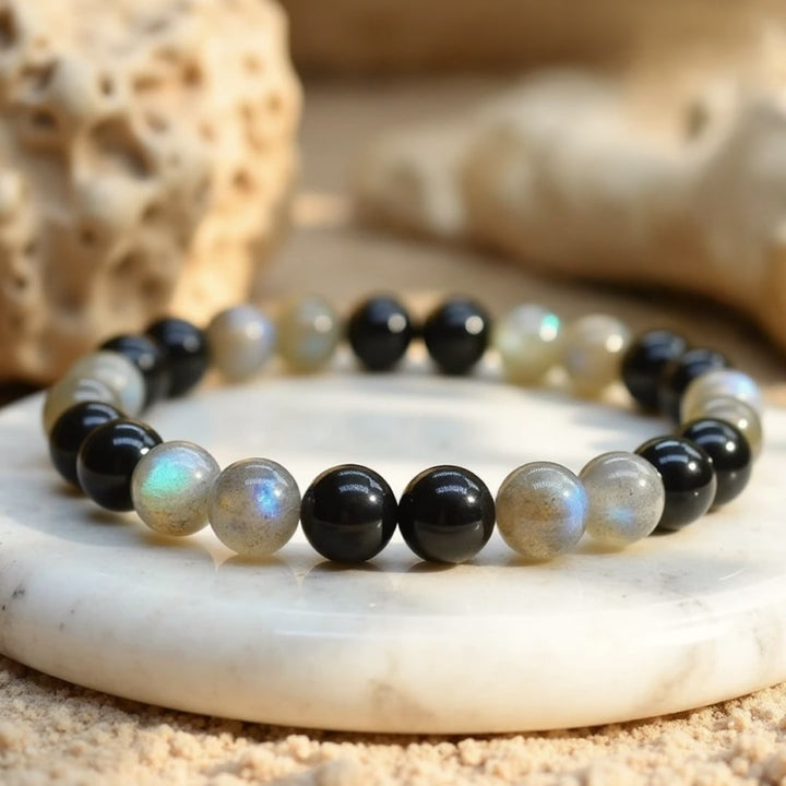 "Spiritual Refuge" Bracelet in Labradorite & Golden Obsidian