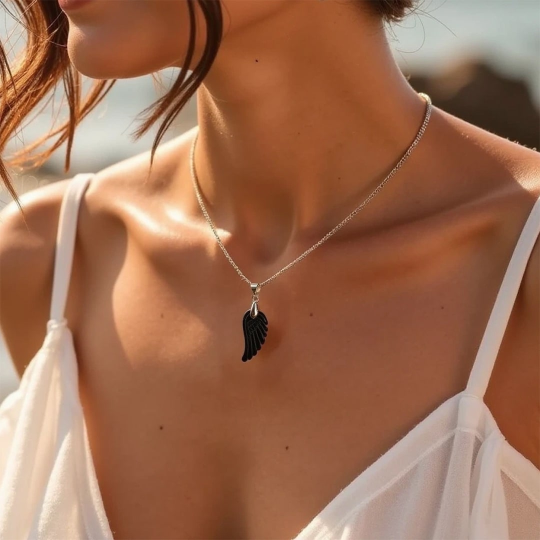 "Angel Wing" Pendant in Natural Stone