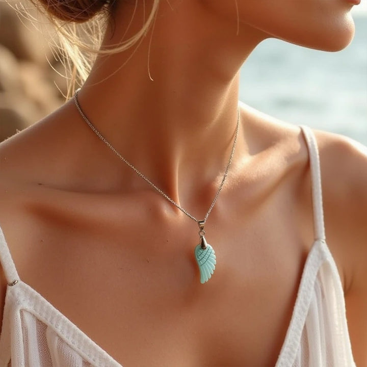"Angel Wing" Pendant in Natural Stone
