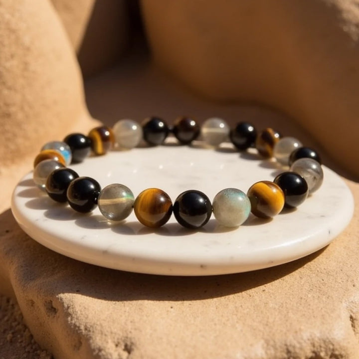 "Ultimate Protection" Bracelet in Tourmaline, Tiger's Eye & Labradorite