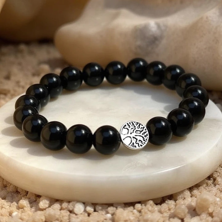 "Protective Anchor" Bracelet in Black Obsidian