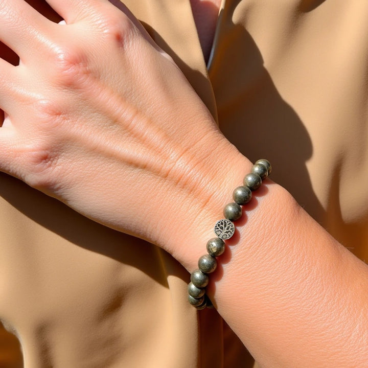 "Shield of Prosperity" Bracelet in Pyrite