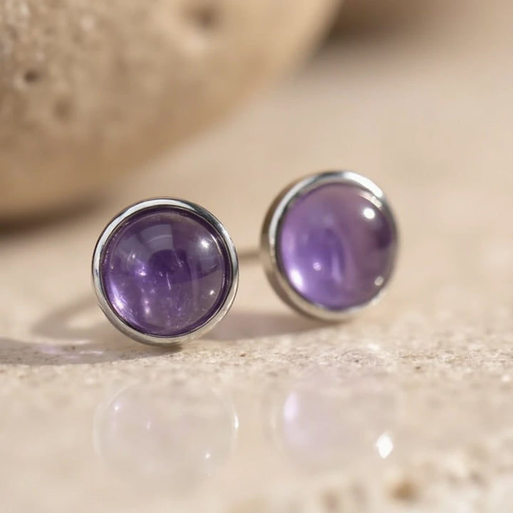 Amethyst & Silver Stud Earrings