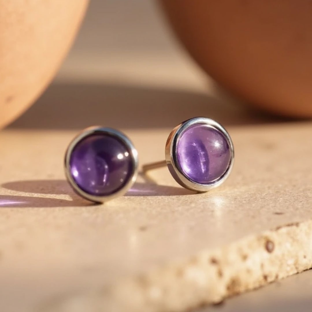 Amethyst & Silver Stud Earrings