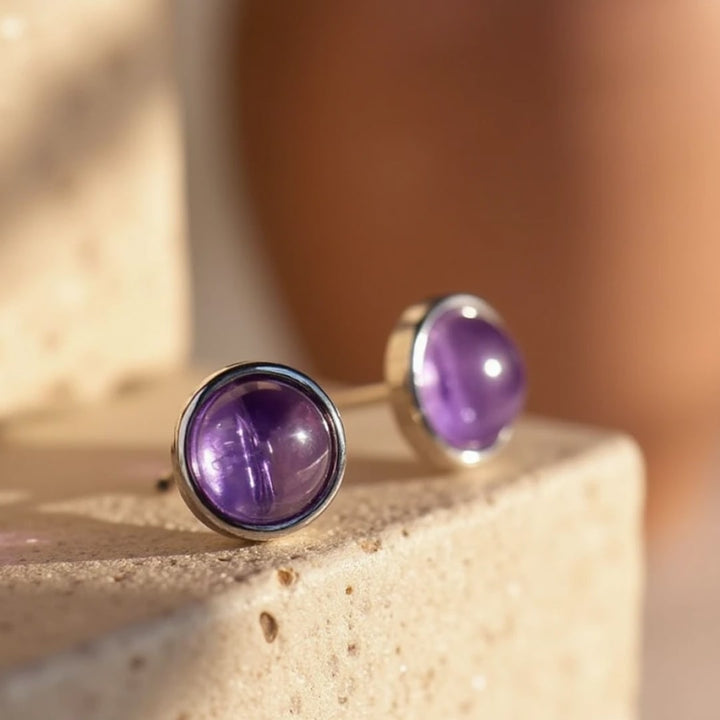 Amethyst & Silver Stud Earrings