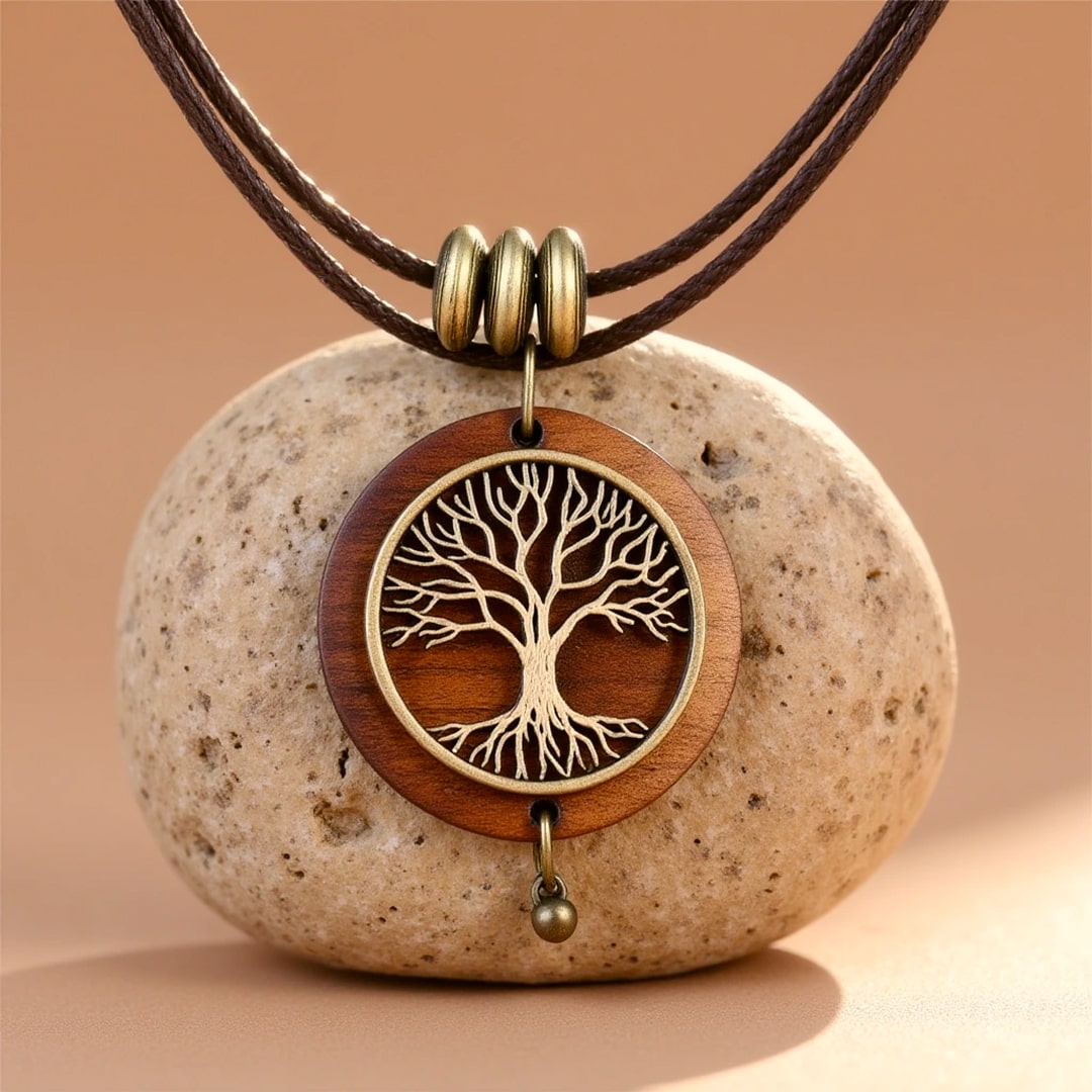 "Tree of Sacred Life" Necklace in Natural Wood