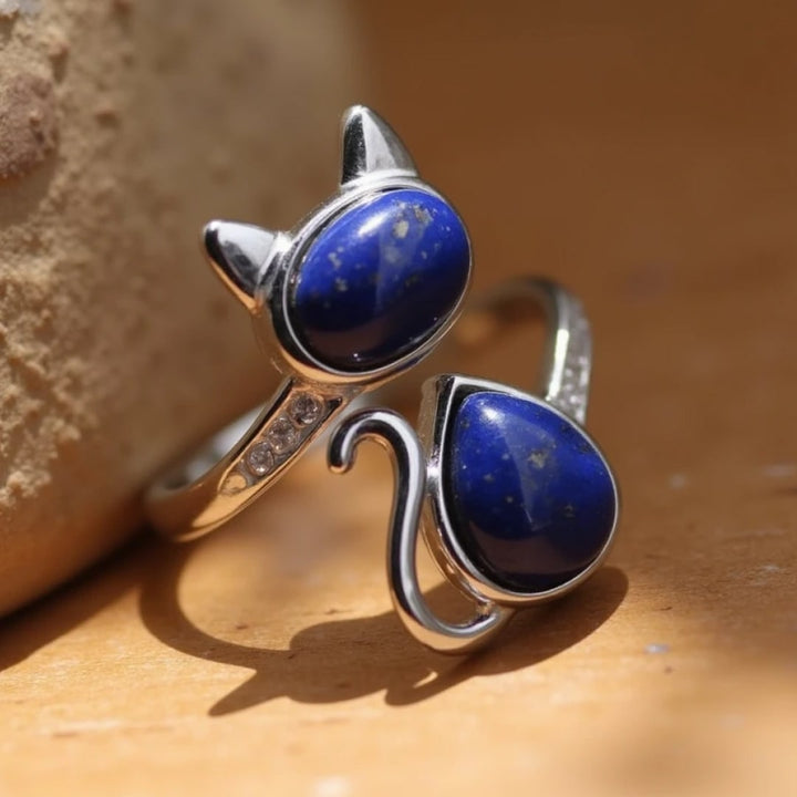 Adjustable "Cat" Ring in Lapis Lazuli