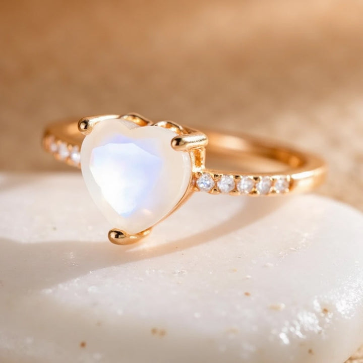 Adjustable "Goddess Heart" Ring in Moonstone