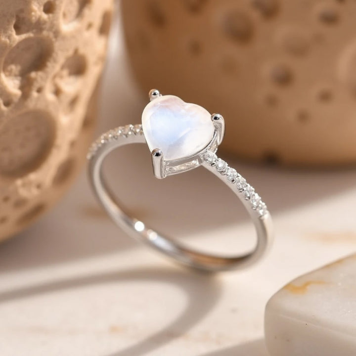 Adjustable "Goddess Heart" Ring in Moonstone