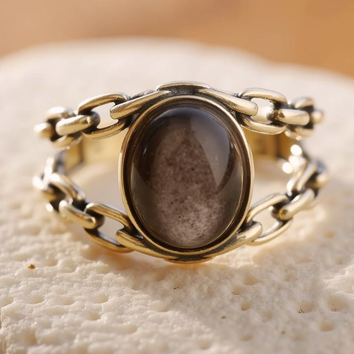 "Sacred Trust" Adjustable Ring in Golden Obsidian