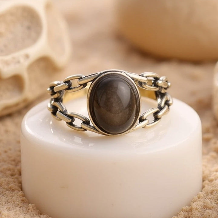 "Sacred Trust" Adjustable Ring in Golden Obsidian