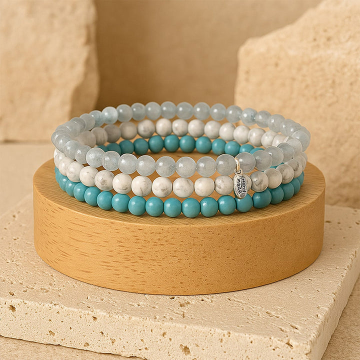 "Ocean of Well-Being" Set in Turquoise, Howlite & Aquamarine
