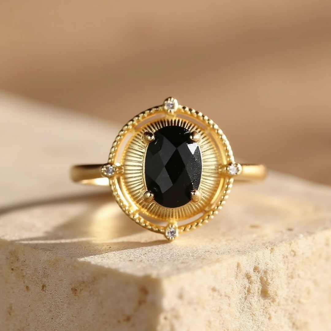 Adjustable Ring "Magnetic Black" - Black Spinel