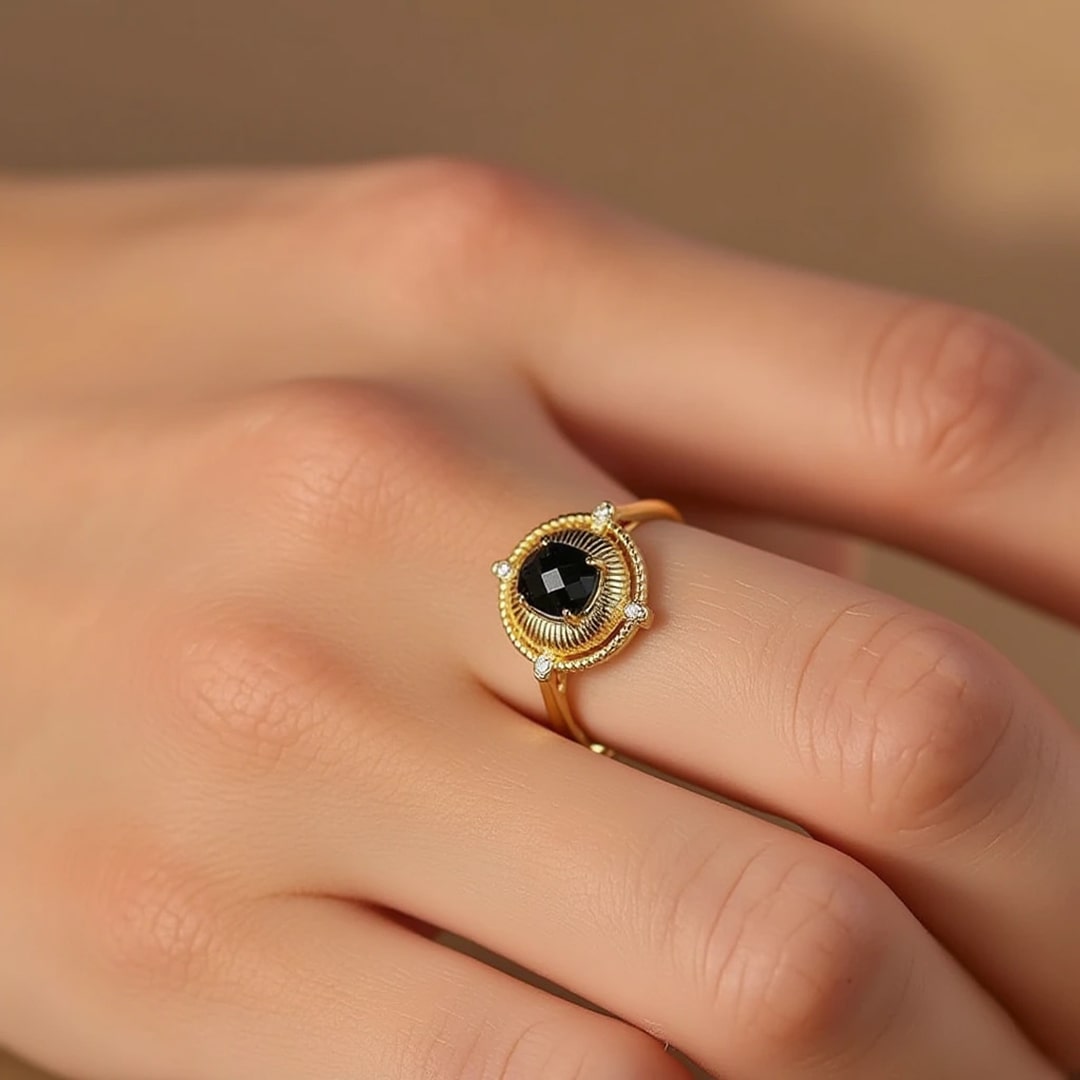 Adjustable Ring "Magnetic Black" - Black Spinel