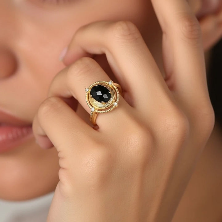 Adjustable Ring "Magnetic Black" - Black Spinel