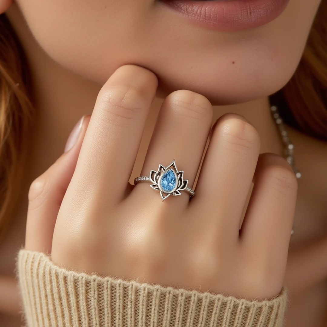 Adjustable Ring "Lotus Awakening" - in Silver
