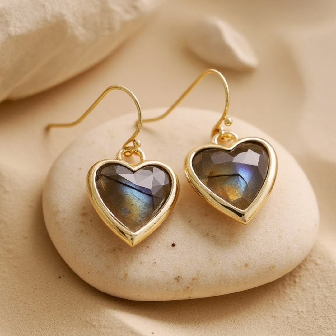 "Earings 'My Heart in Light' in Natural Stones"