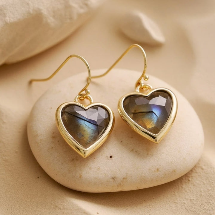 "Earings 'My Heart in Light' in Natural Stones"