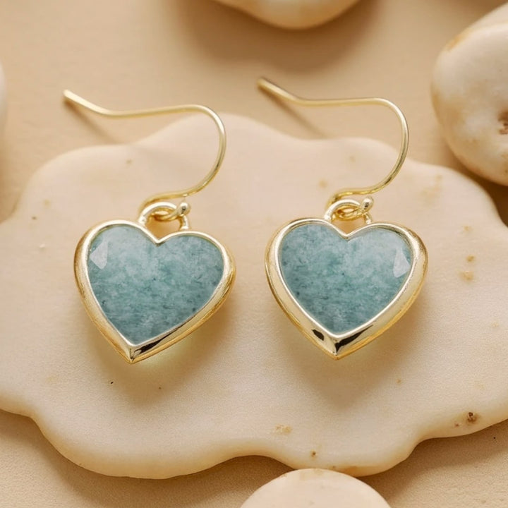 "Ear Rings 'My Heart in Light' in Natural Stones"