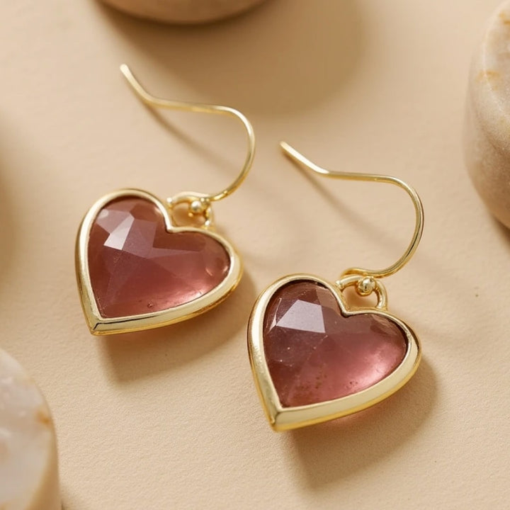"Ear Rings 'My Heart in Light' in Natural Stones"