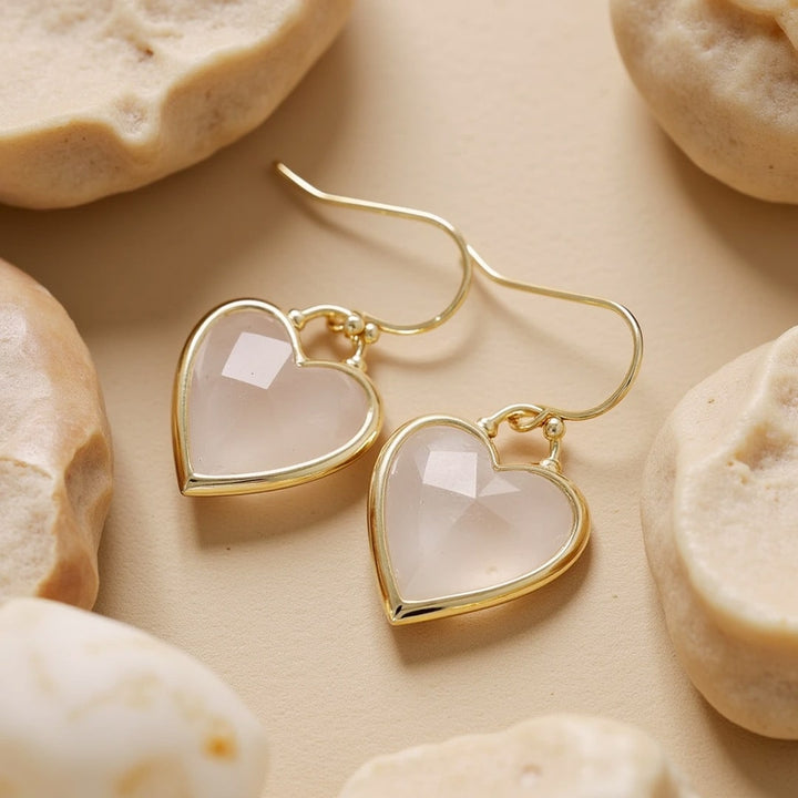 "Earings 'My Heart in Light' in Natural Stones"