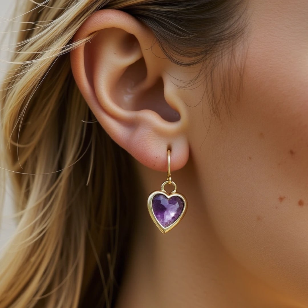 "Earings 'My Heart in Light' in Natural Stones"