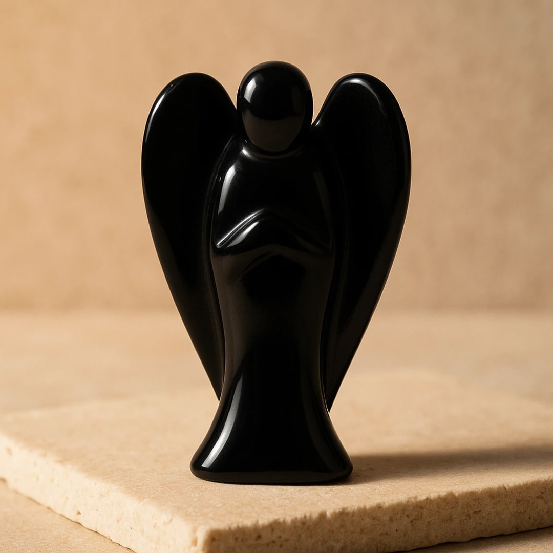 "Guardian Angel" Statuette in Natural Stone