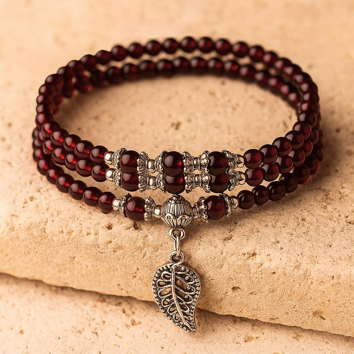 "Abundance" Multi-Wrap Bracelet in Garnet