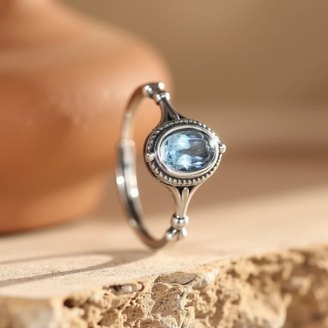 "Peaceful Glow" Ring in Blue Topaz