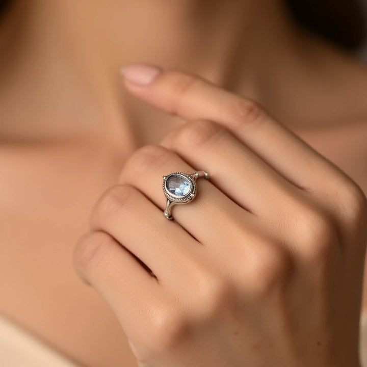 "Peaceful Glow" Ring in Blue Topaz