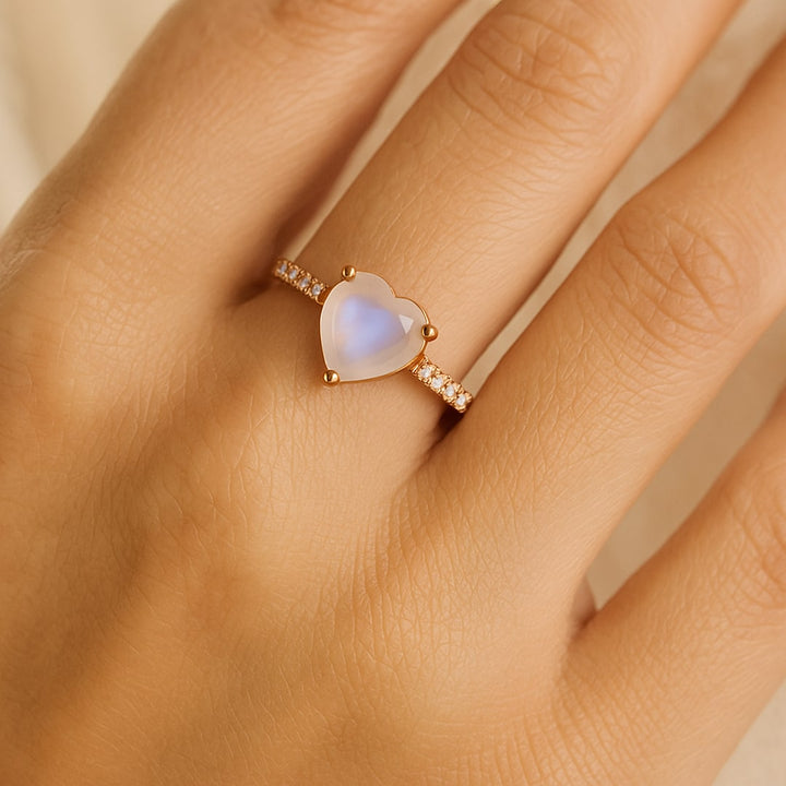 Adjustable "Goddess Heart" Ring in Moonstone