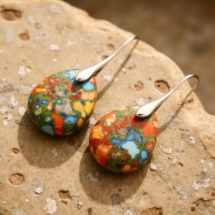 "Harlequin Drops" Earrings in Jasper