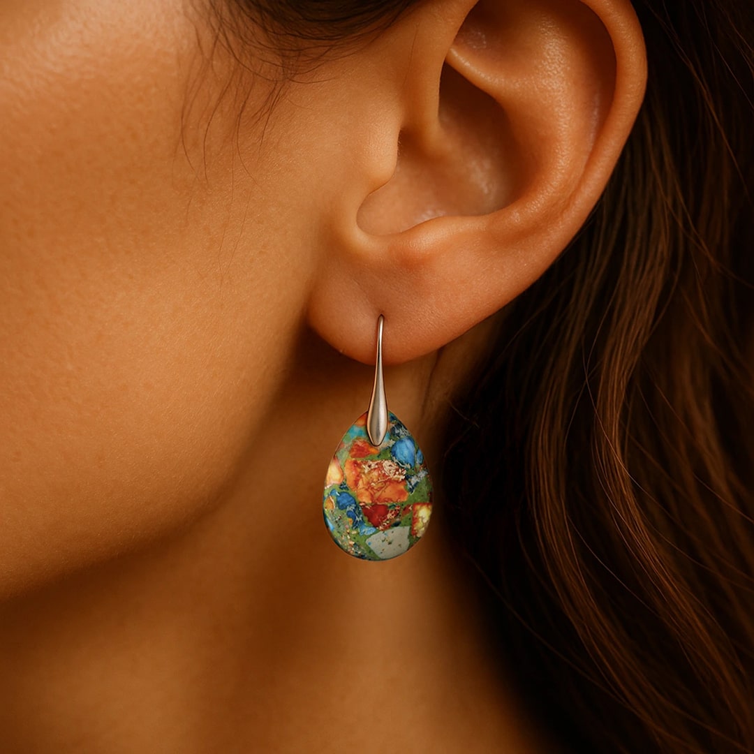 "Harlequin Drops" Earrings in Jasper
