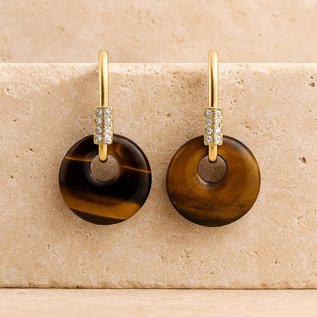 "Mineral Glow" Hoop Earrings in Natural Stones