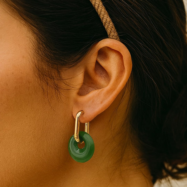 "Mineral Glow" Hoop Earrings in Natural Stones