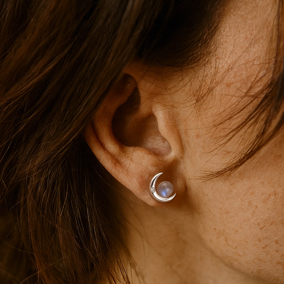 "Mystical Moons" Earrings in Labradorite & Silver