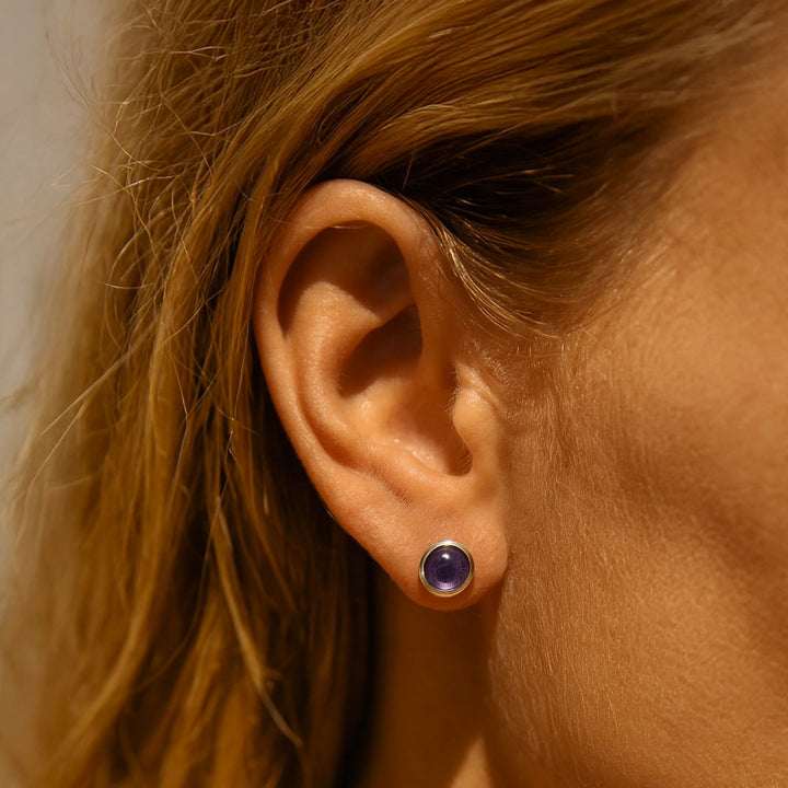 Amethyst & Silver Stud Earrings