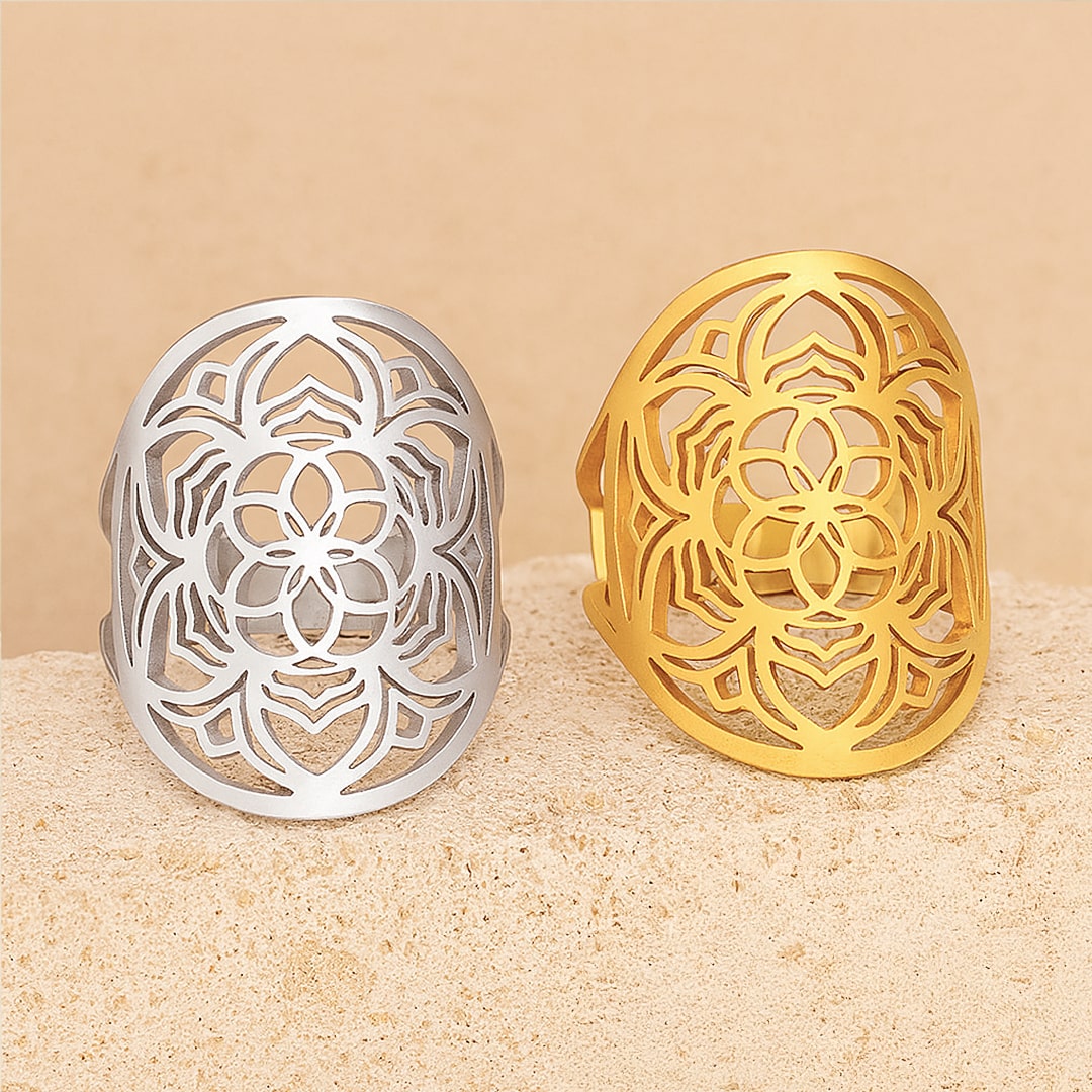 Adjustable "Mandala Flower" Ring