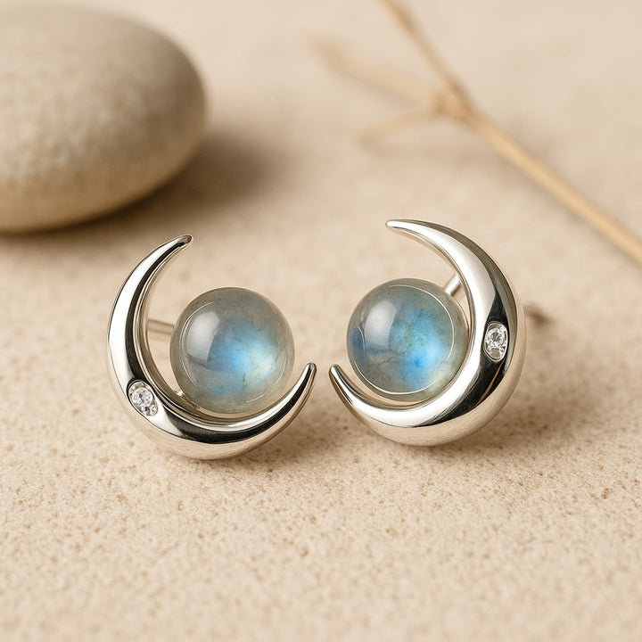 "Mystical Moons" Earrings in Labradorite & Silver