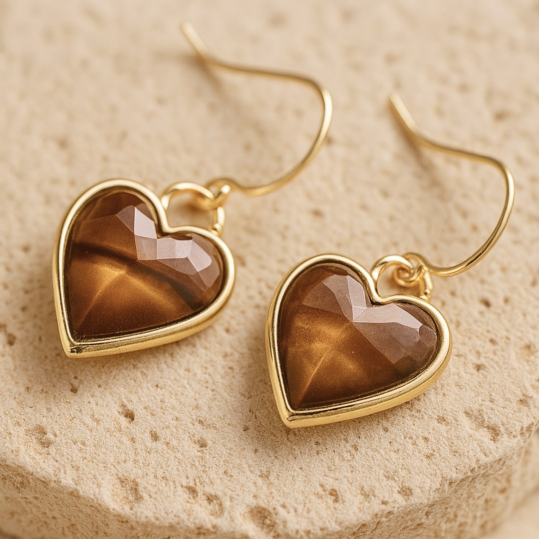 "Earings 'My Heart in Light' in Natural Stones"