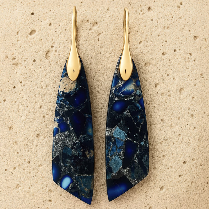Dangle Earrings in Blue Jasper