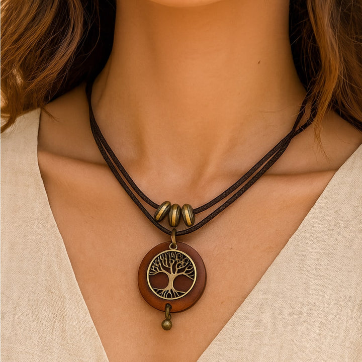 "Tree of Sacred Life" Necklace in Natural Wood